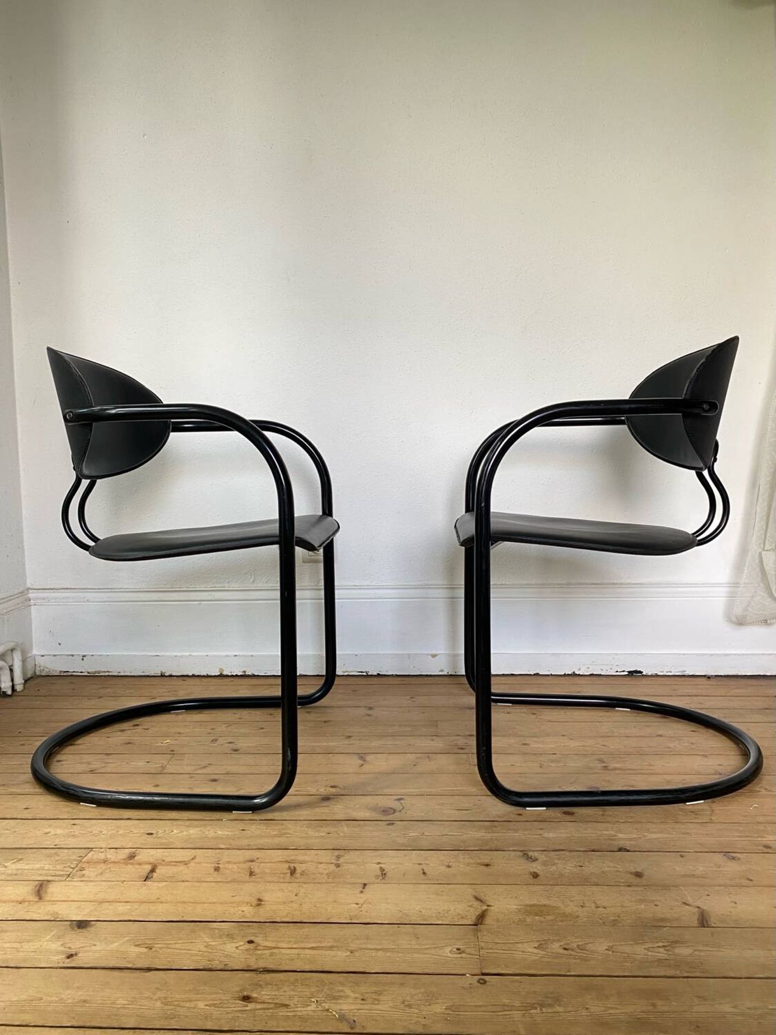 4 Effezeta chairs Italy tubular mid century vintage design 1980