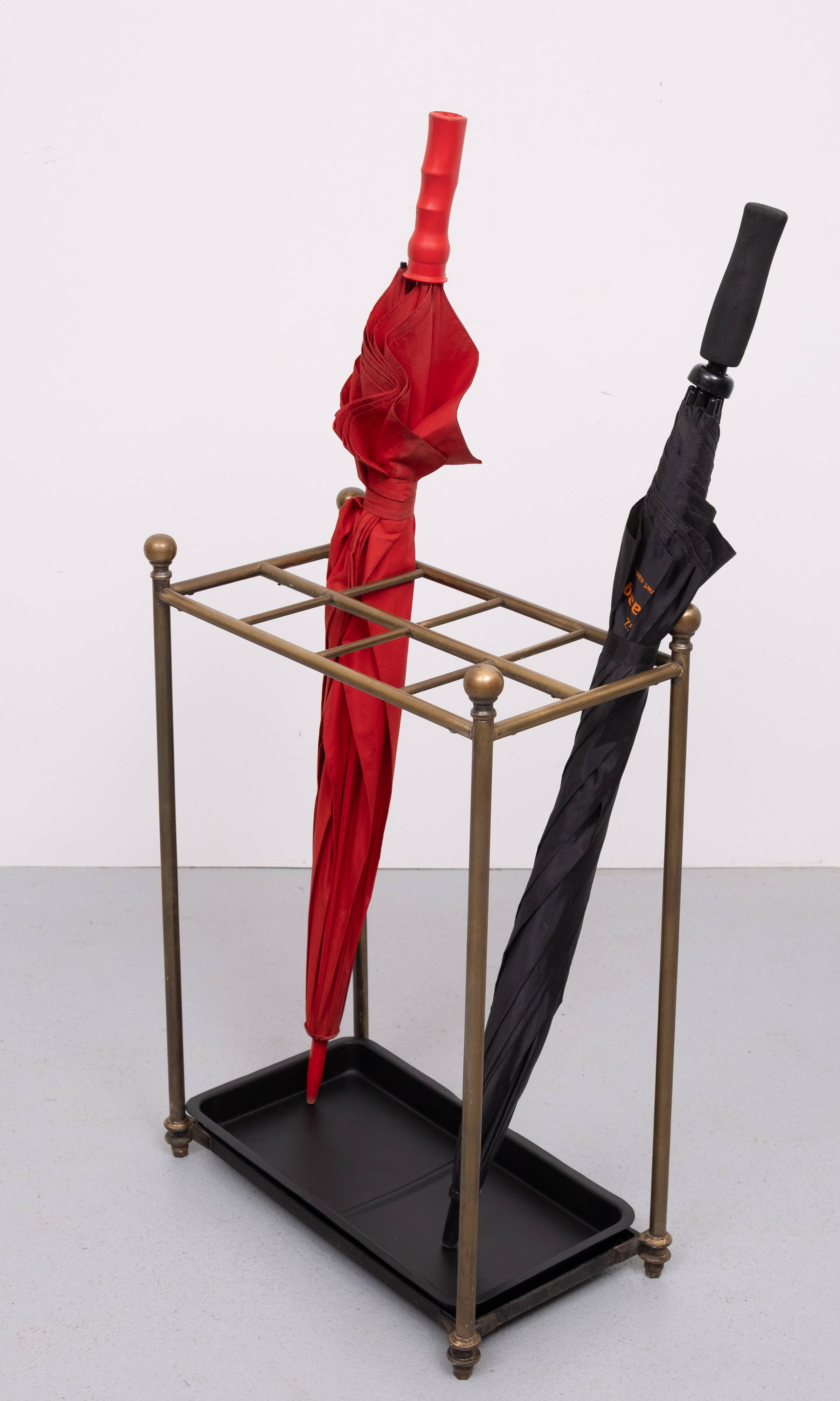 Rectangular Brass And Cast Iron Umbrella Stand. French. Circa 1900