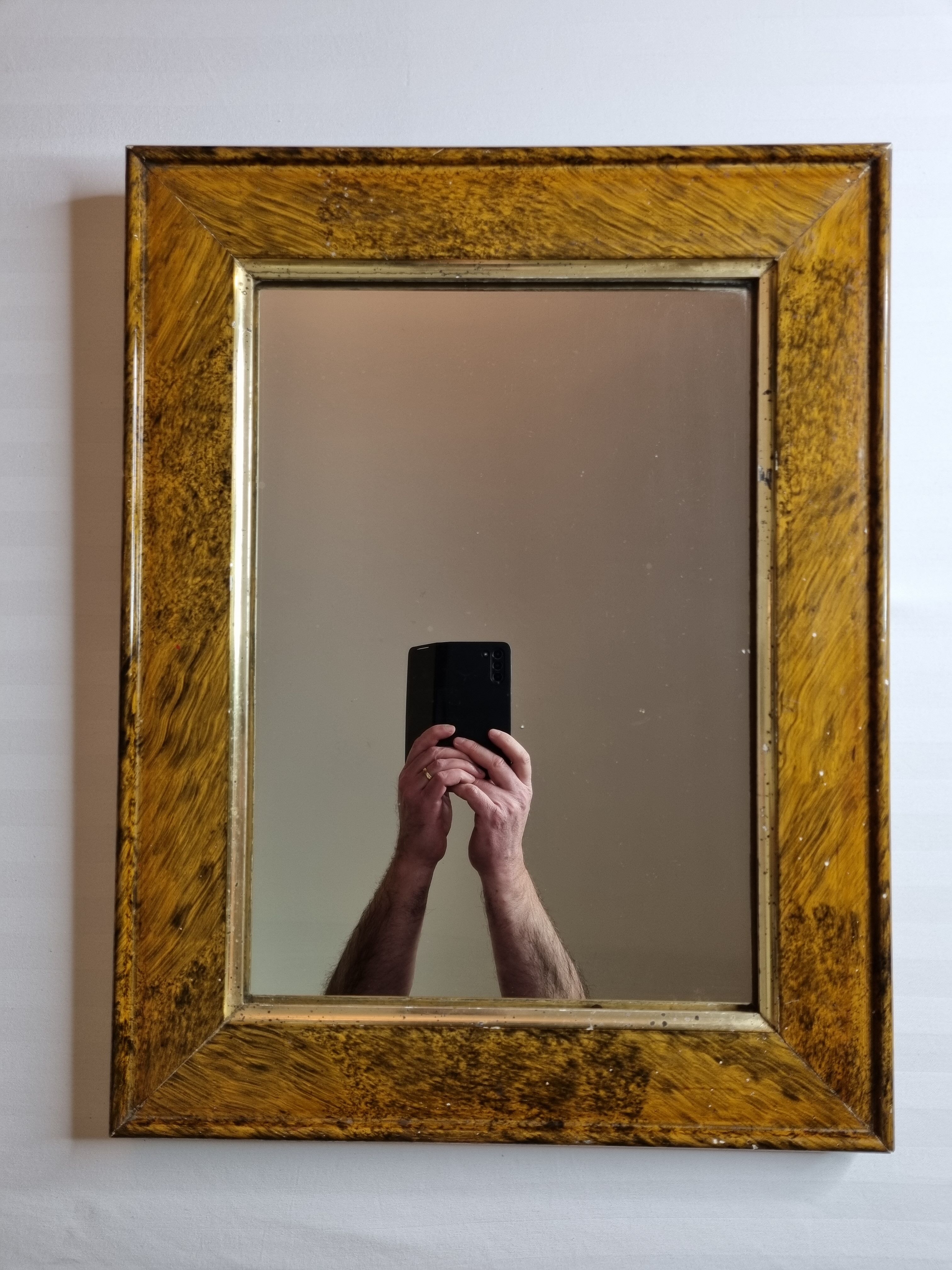 Old rectangular mirror, patinated, 1900, 55 cm