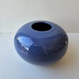 Blue ceramic round vase Unmarked