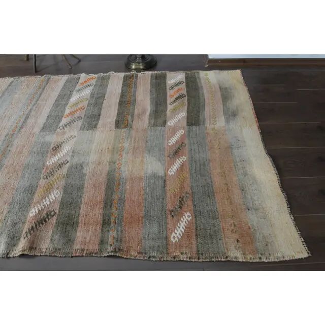 Striped Turkish Vintage Oushak Runner Handmade Wool Runner Rug 131x444