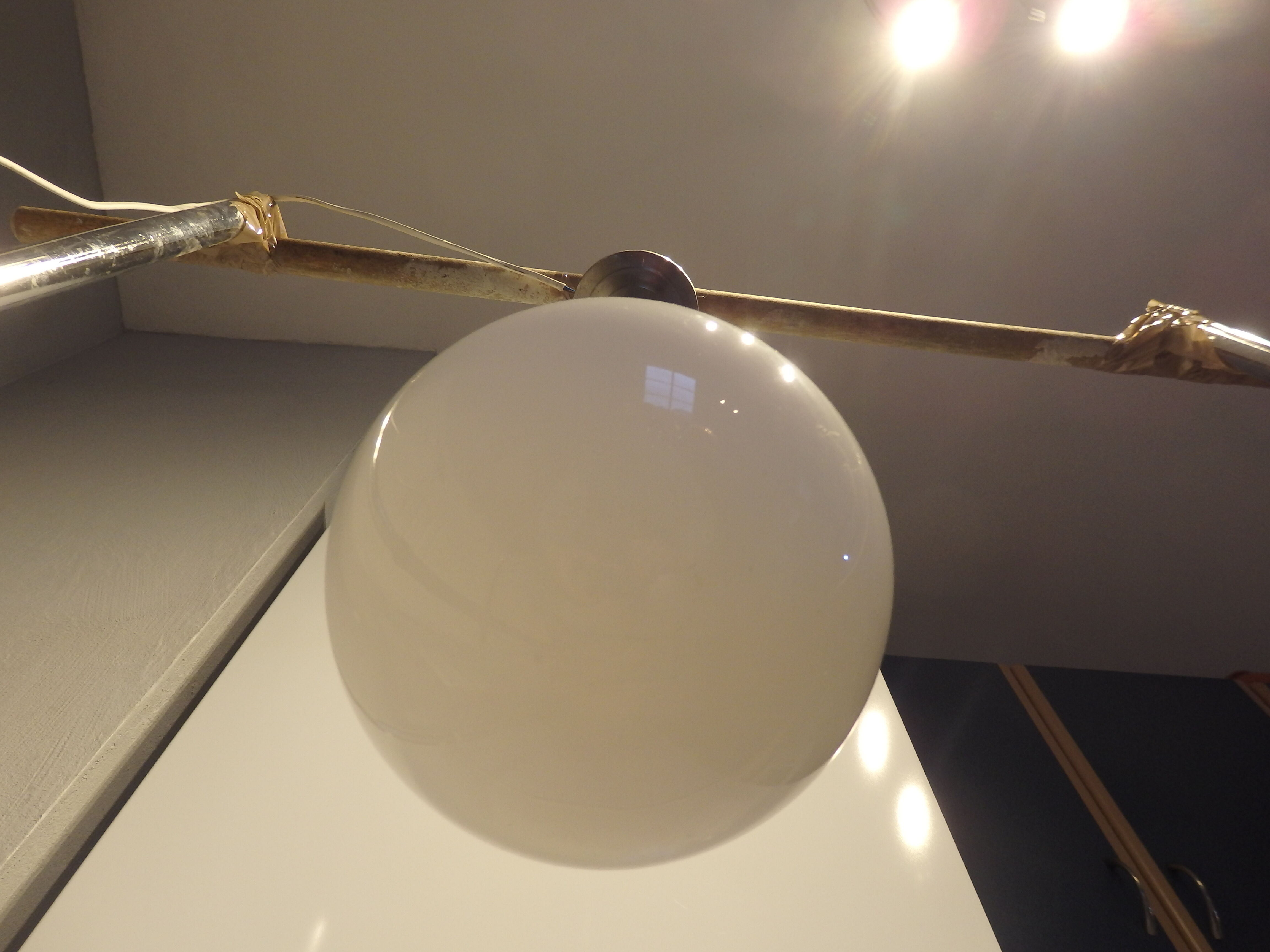 Art deco globe opaline hanging lamp