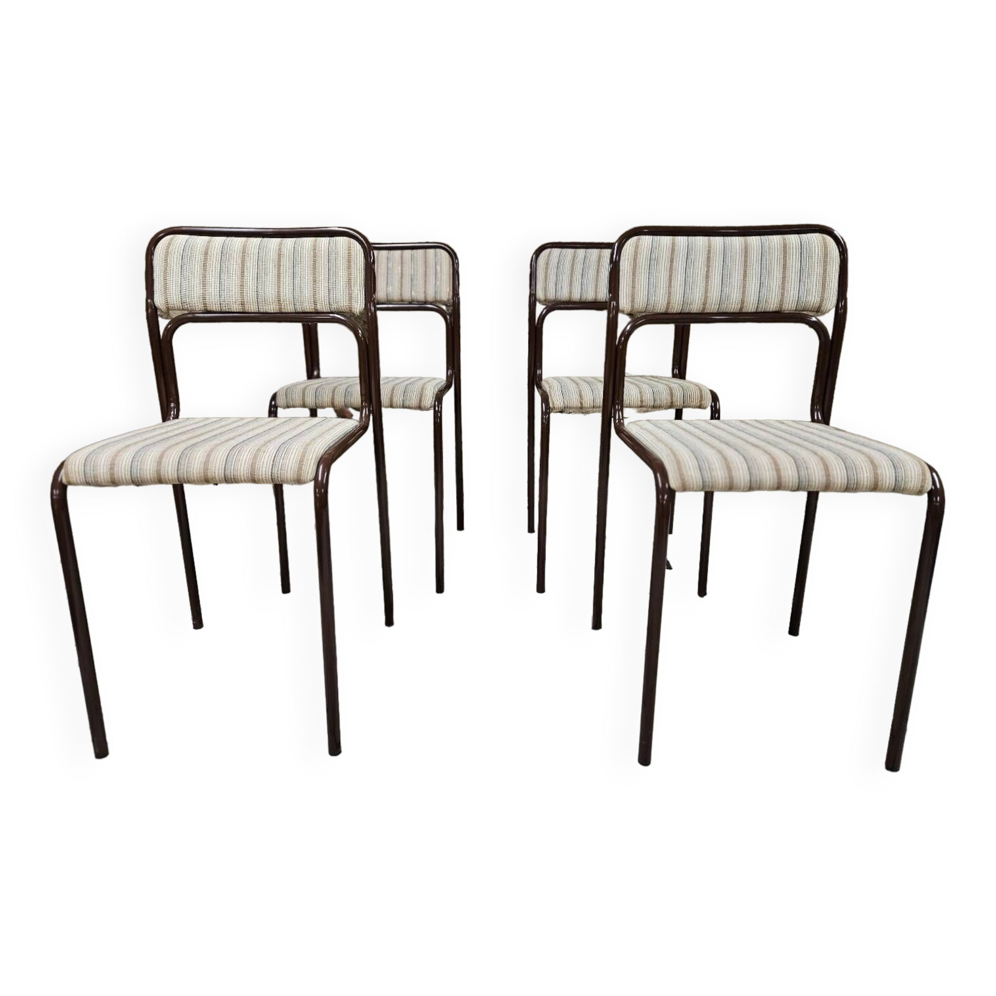 Set of 4 vintage stackable chairs 1980