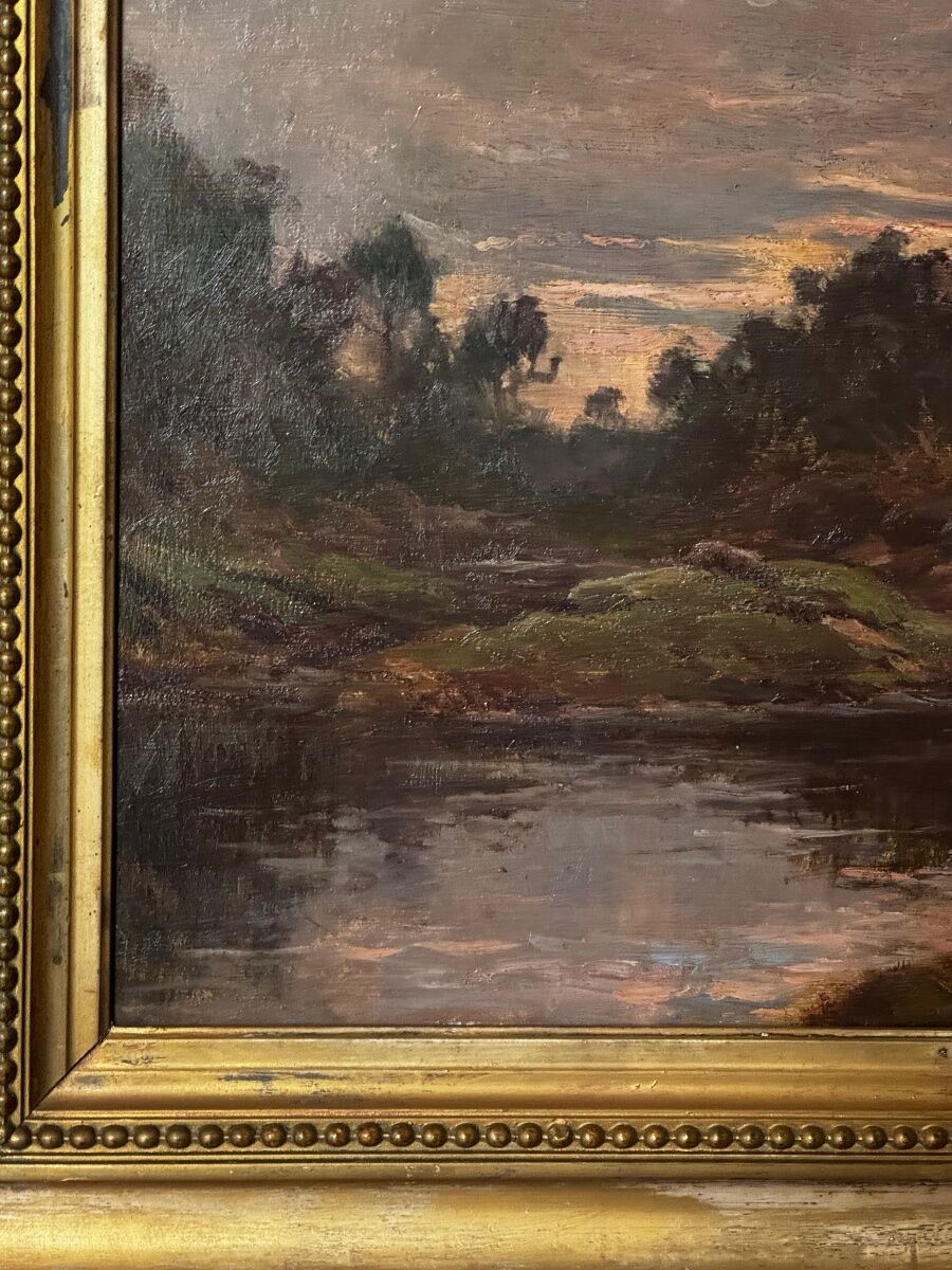 Louis Marius Gueit 1877-1956 The Dawn in the Landes signed Hsp 42 x 53cm