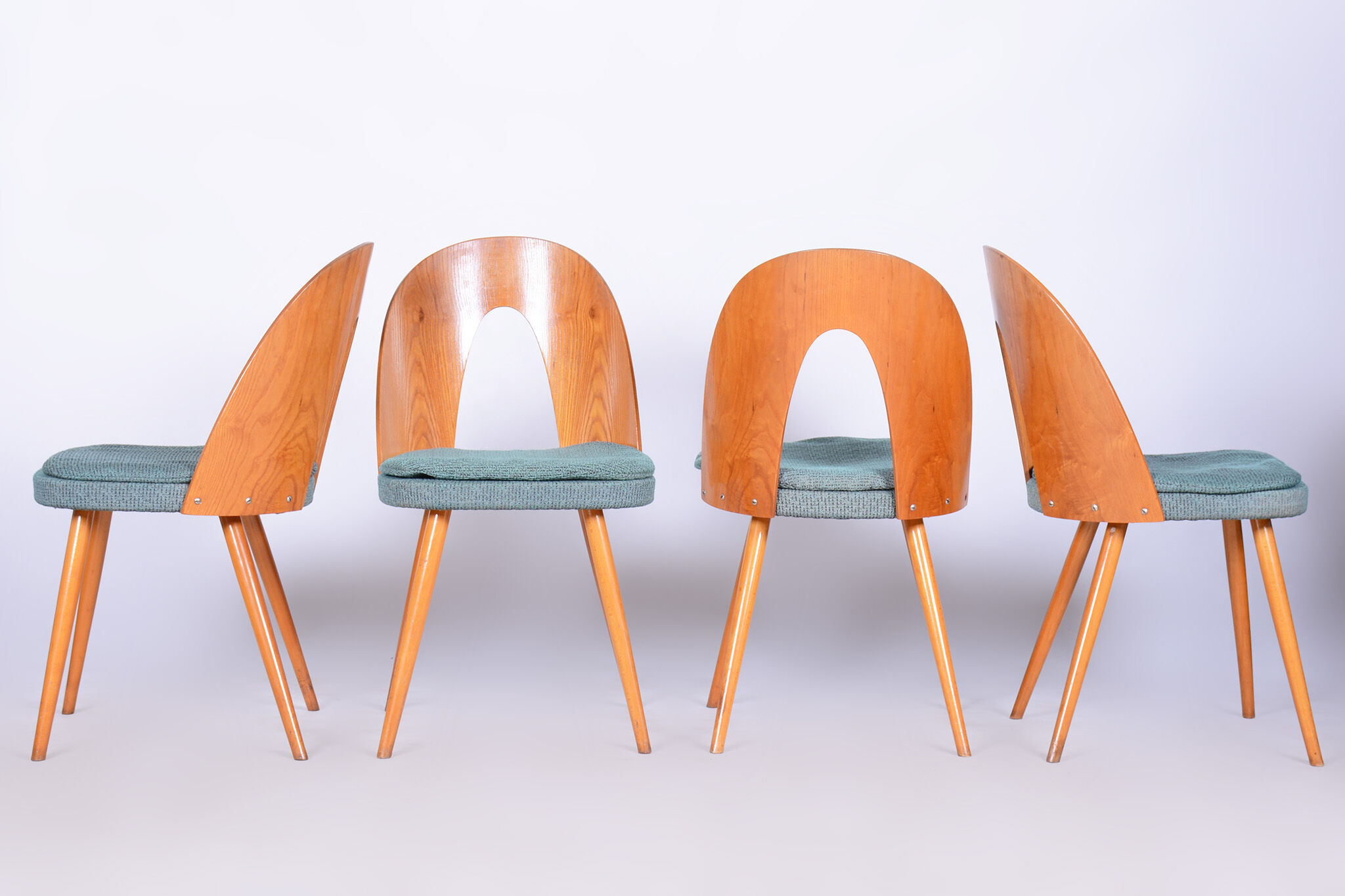 Four Original Midcentury Chairs, Ash, Antonin Suman, Czechia, 1930s