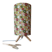 lampe à poser tripode bois imprimé fleurs | boho scandi