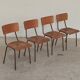 Set of 6 Czech school chairs in metal and wood, Kovona bistro style.