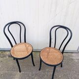 Pair of fmg bentwood and cane bistro chairs