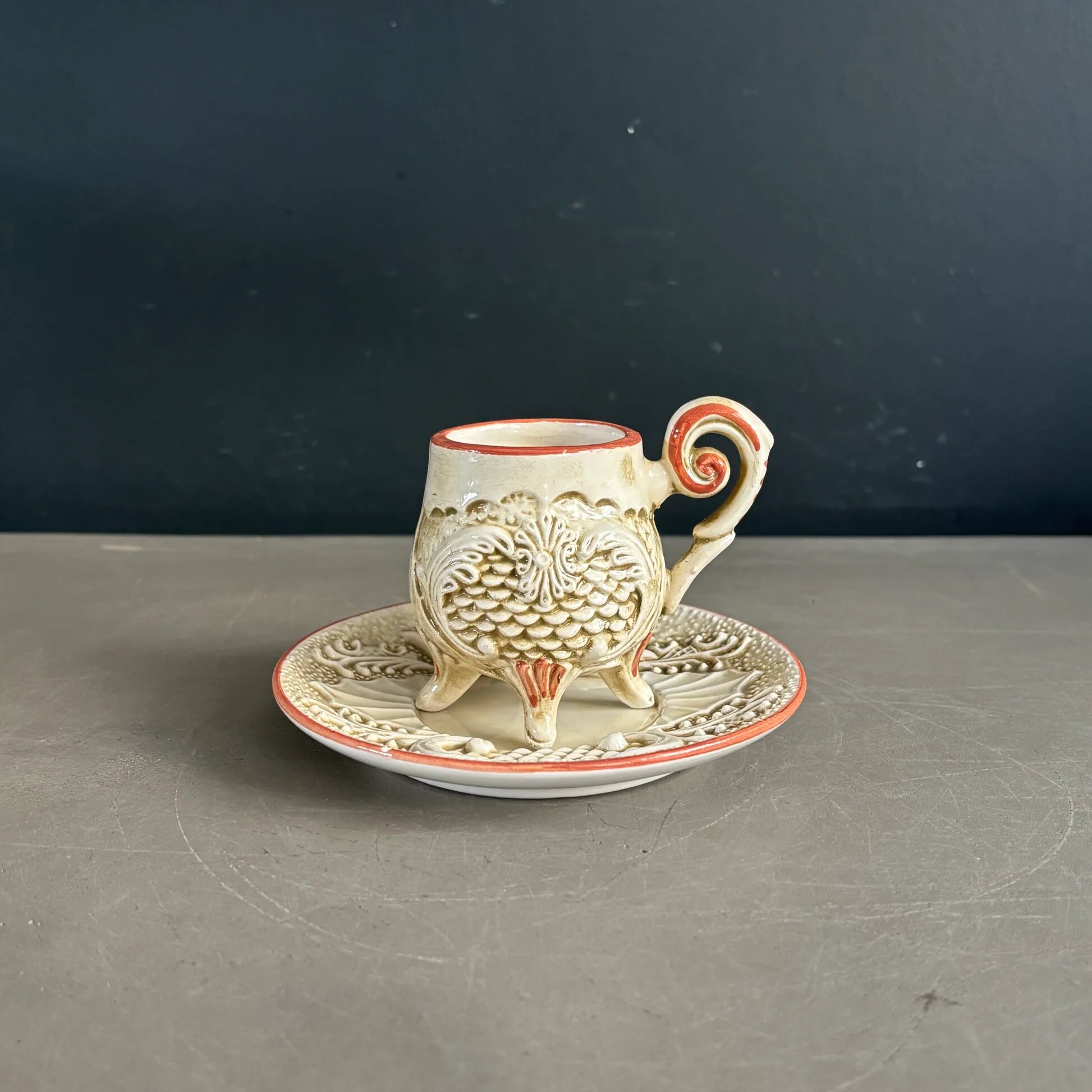Coffee cup with saucer from Capodimonte, Italy, 1950s.