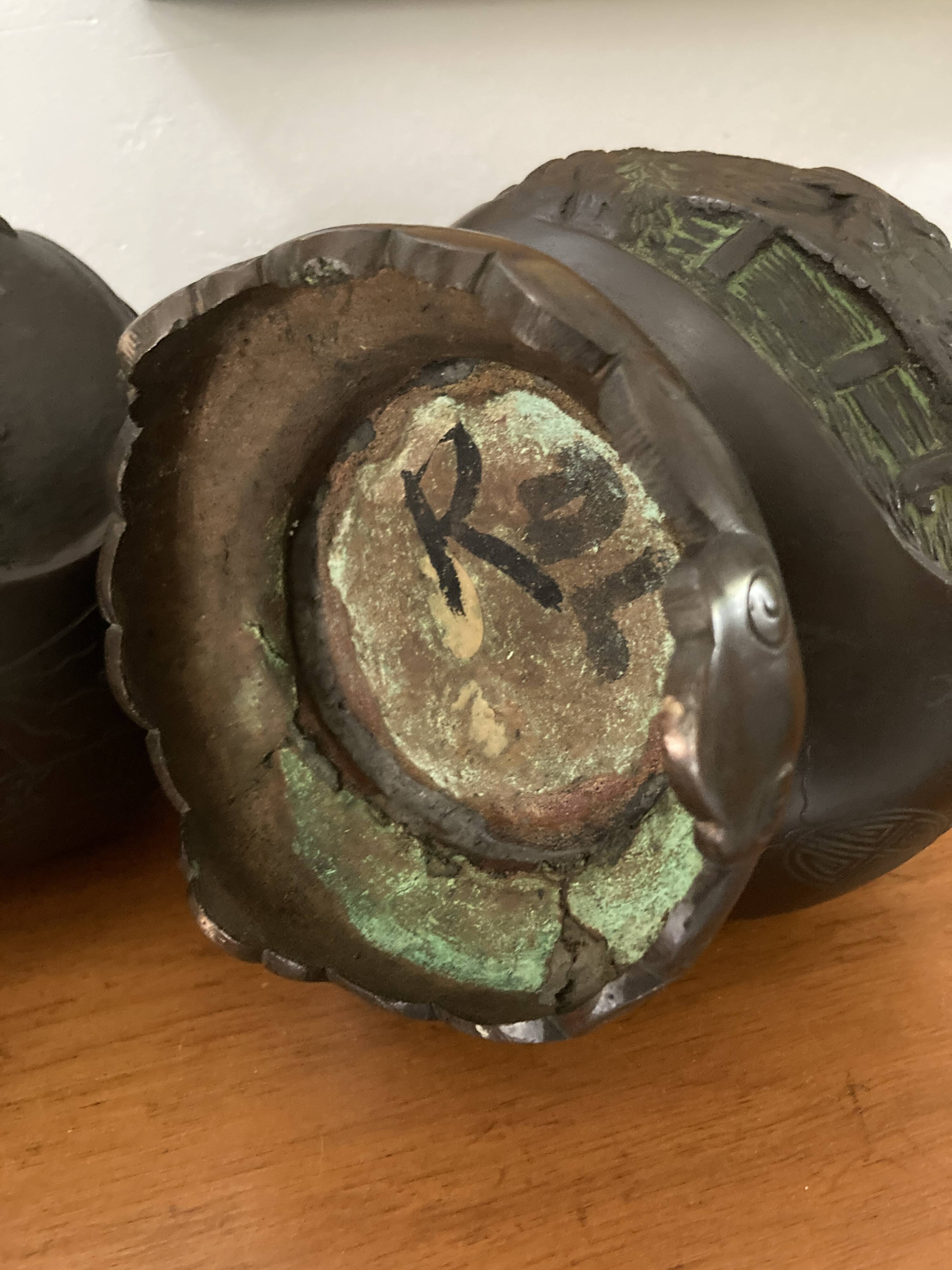 Pair of antique bronze vases - Asia -