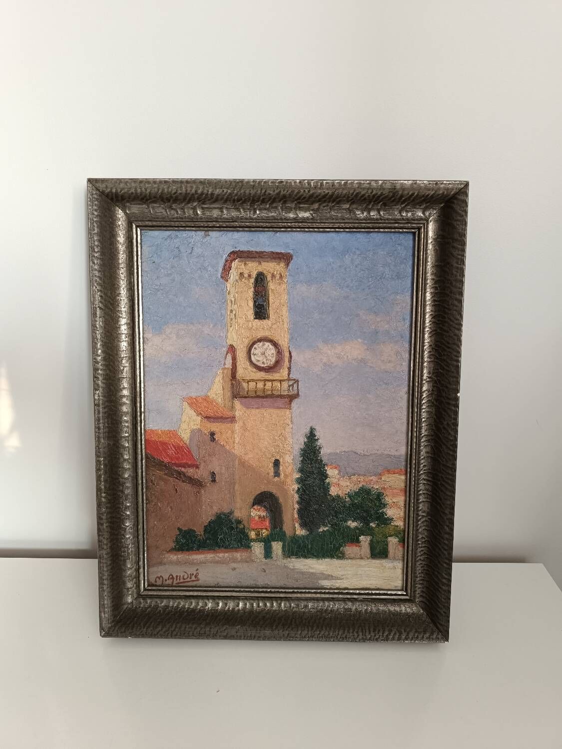 Tableau de paysage représentant le sud de la France signé M. André