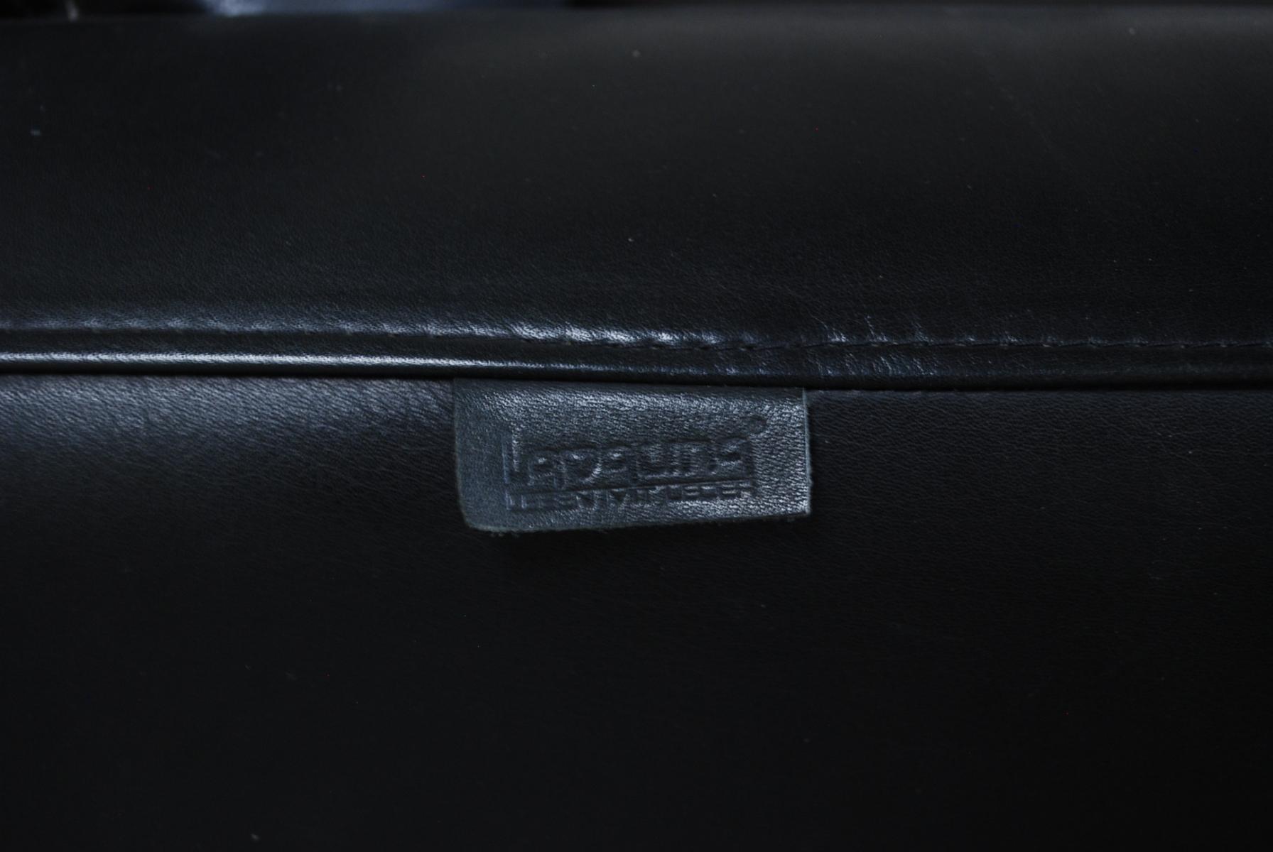 Vintage black leather sofa from Lavalina