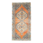 Vintage Turkish Oushak Handmade Wool Cotton Orange Runner Rug 116x250