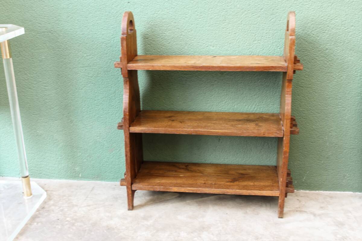 Brutalist oak shelving unit, 1950s