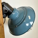 Industrial Blue Painted Factory Wall Cage Lamp from Elektrosvit, 1960s