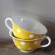 Two Large Yellow Polka Dot Cups Sarreguemines Vintage