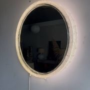 Illuminated mirror ‘iced -glass’ Hillebrand style Mid Century