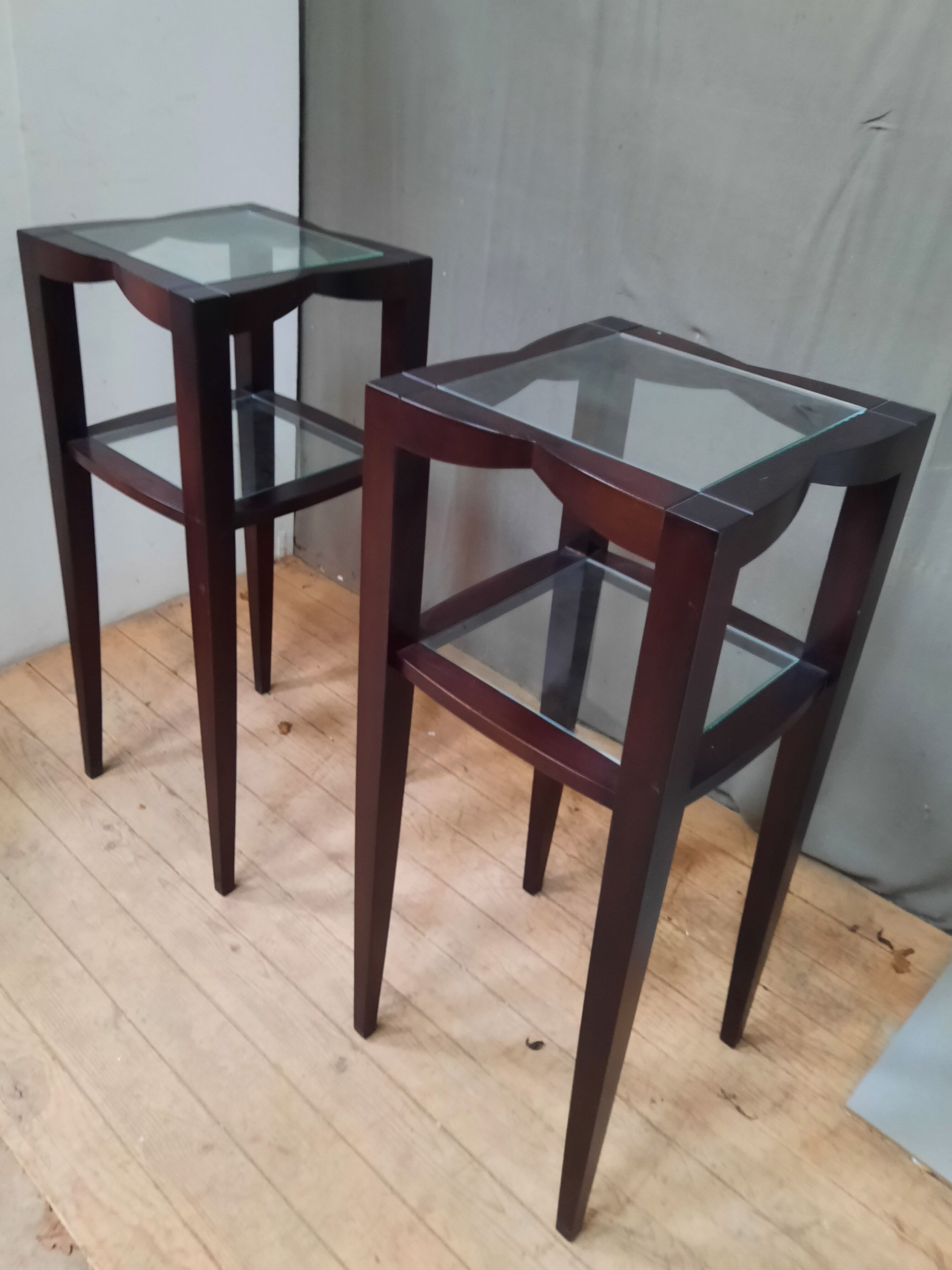 Pair of varnished wood selettes