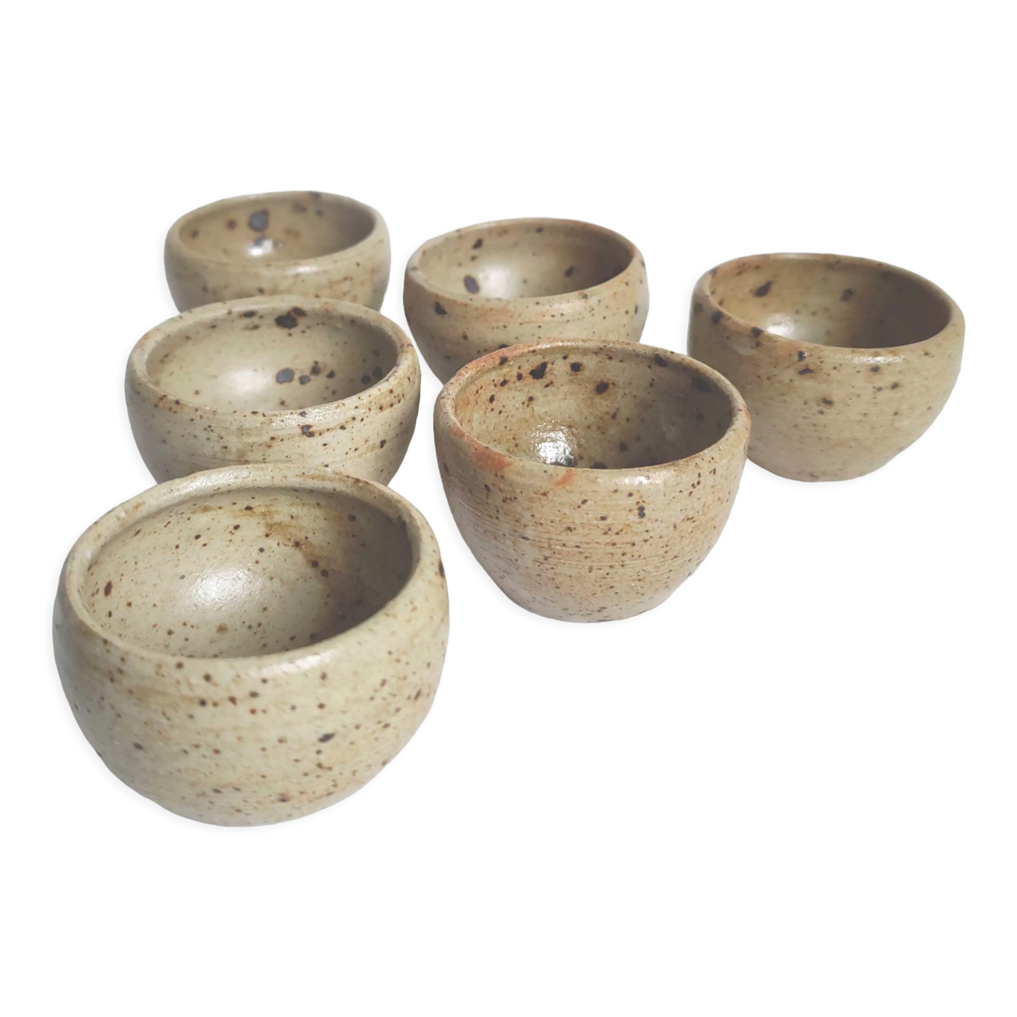 Set of 6 vintage stoneware egg cups