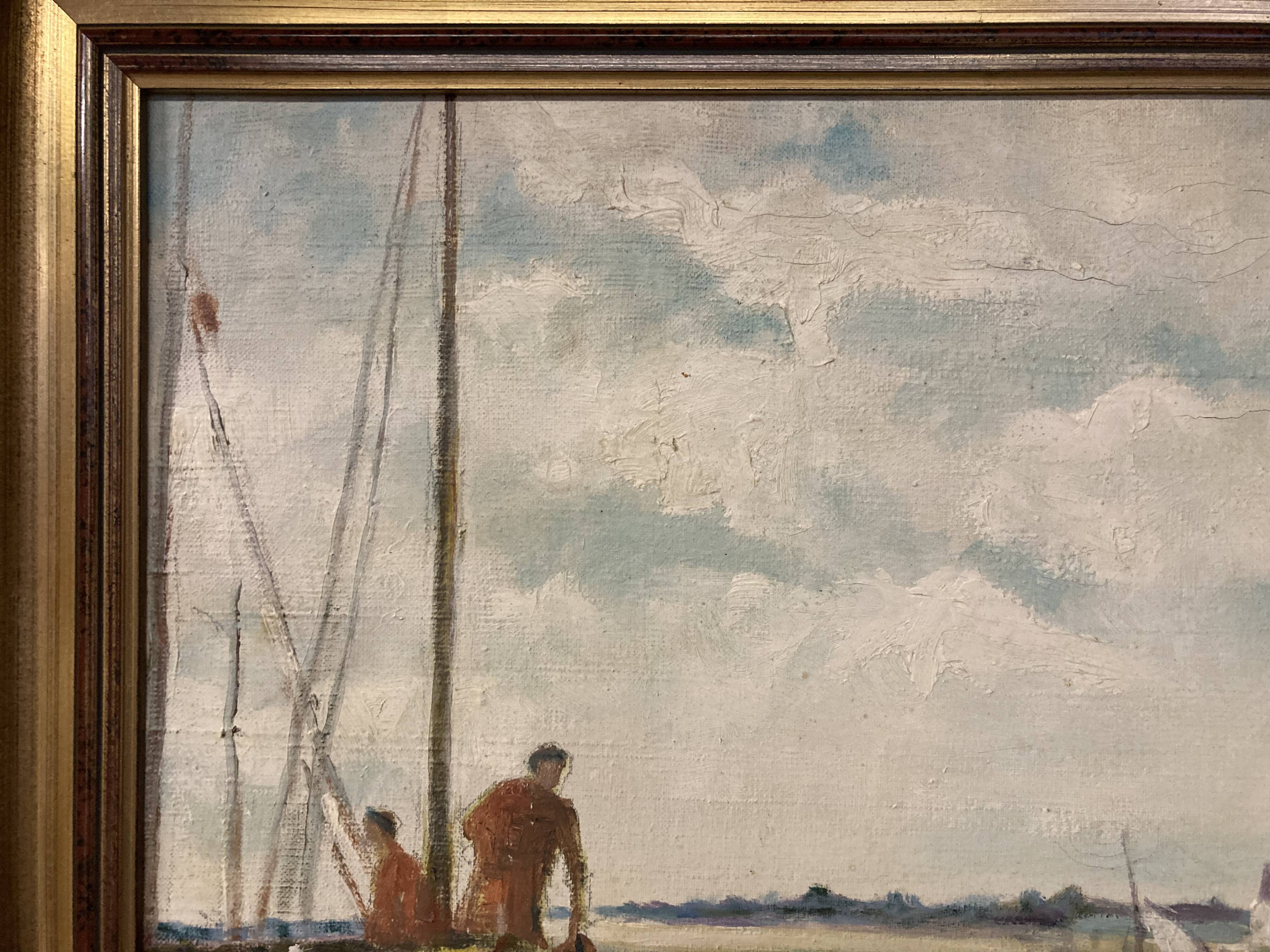 René bezaud (1909-2000), leaving the port, oil on canvas