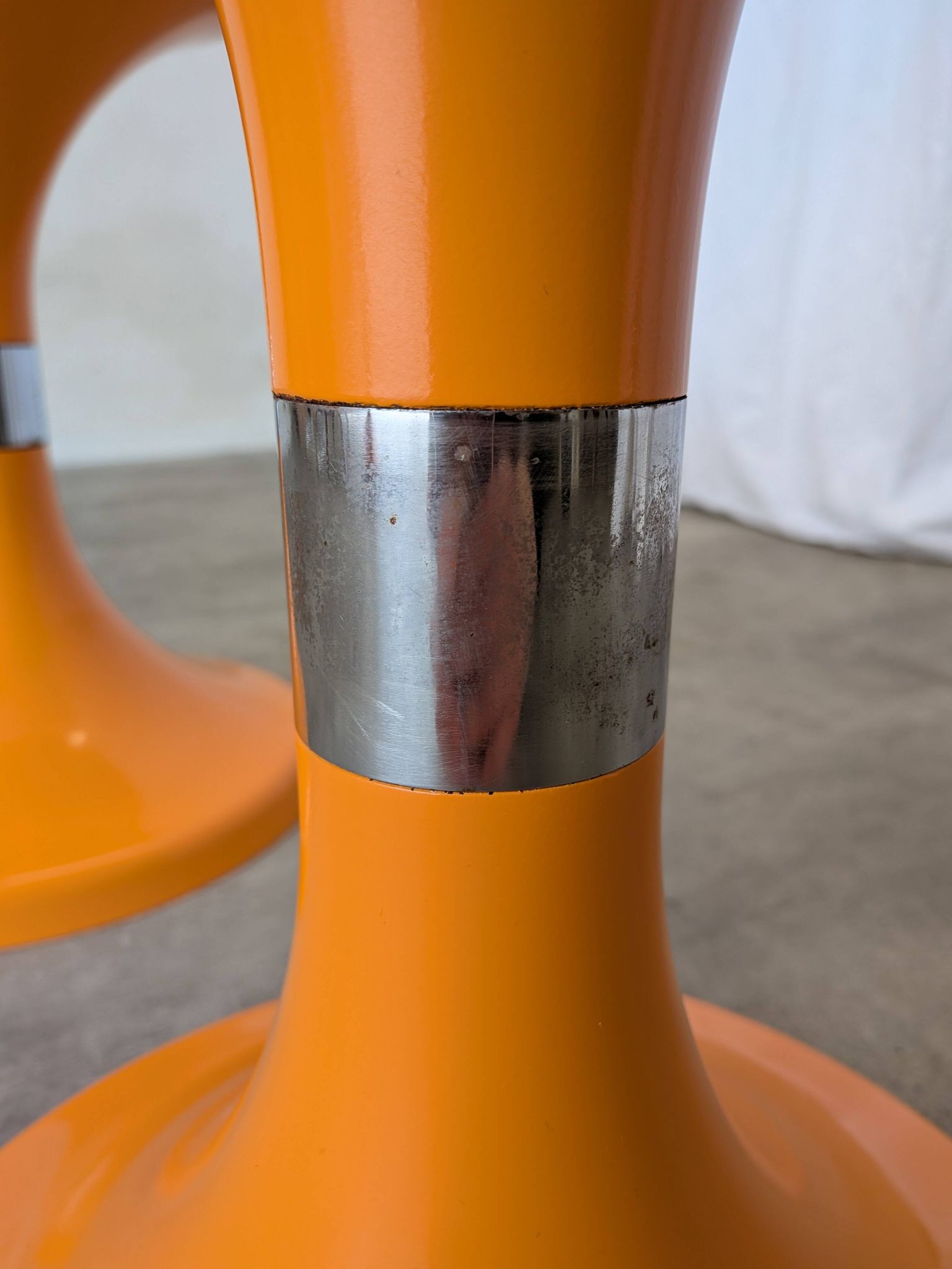 Set of 2 Orange Vintage Mushroom Stool “Jurček” by Meblo, 1960s – Space Age