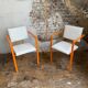 Paire de fauteuils postmodern orange et tissu laine bouclé