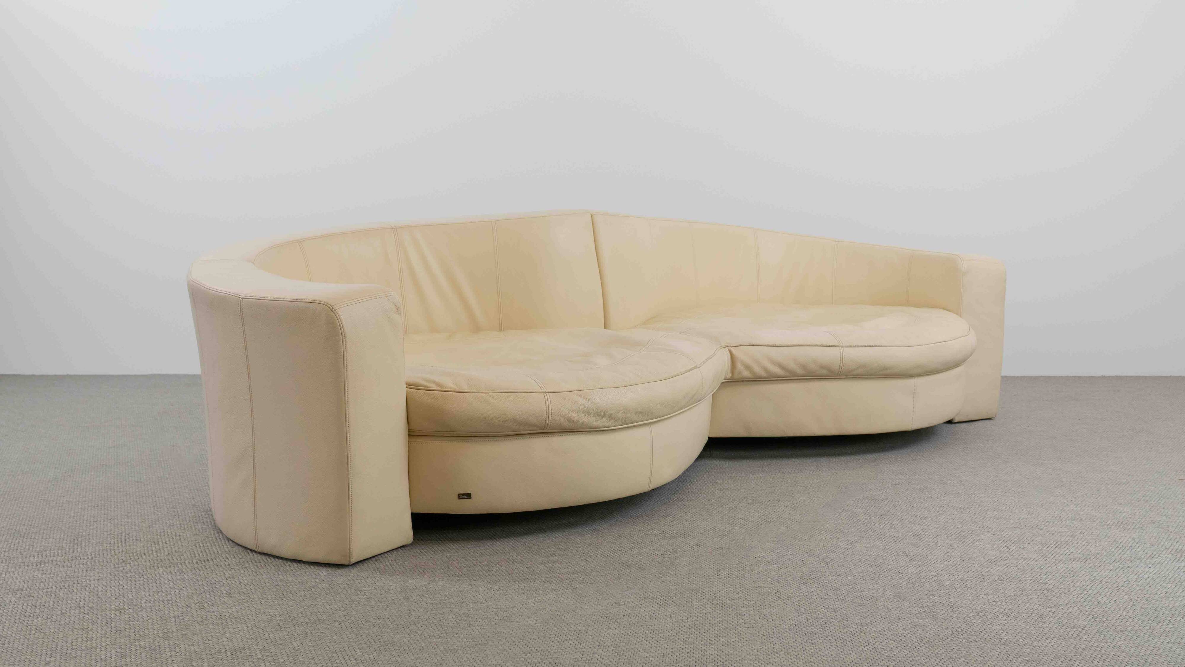 BRETZ Eves Island Creme, 4-Seater Sofa in Leather