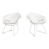 Chaises vintage en métal blanc Diamond du milieu du siècle par Harry Bertoia, années 1950