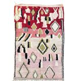 Pink and red Berber Boujad rug in wool, bohemian decor.