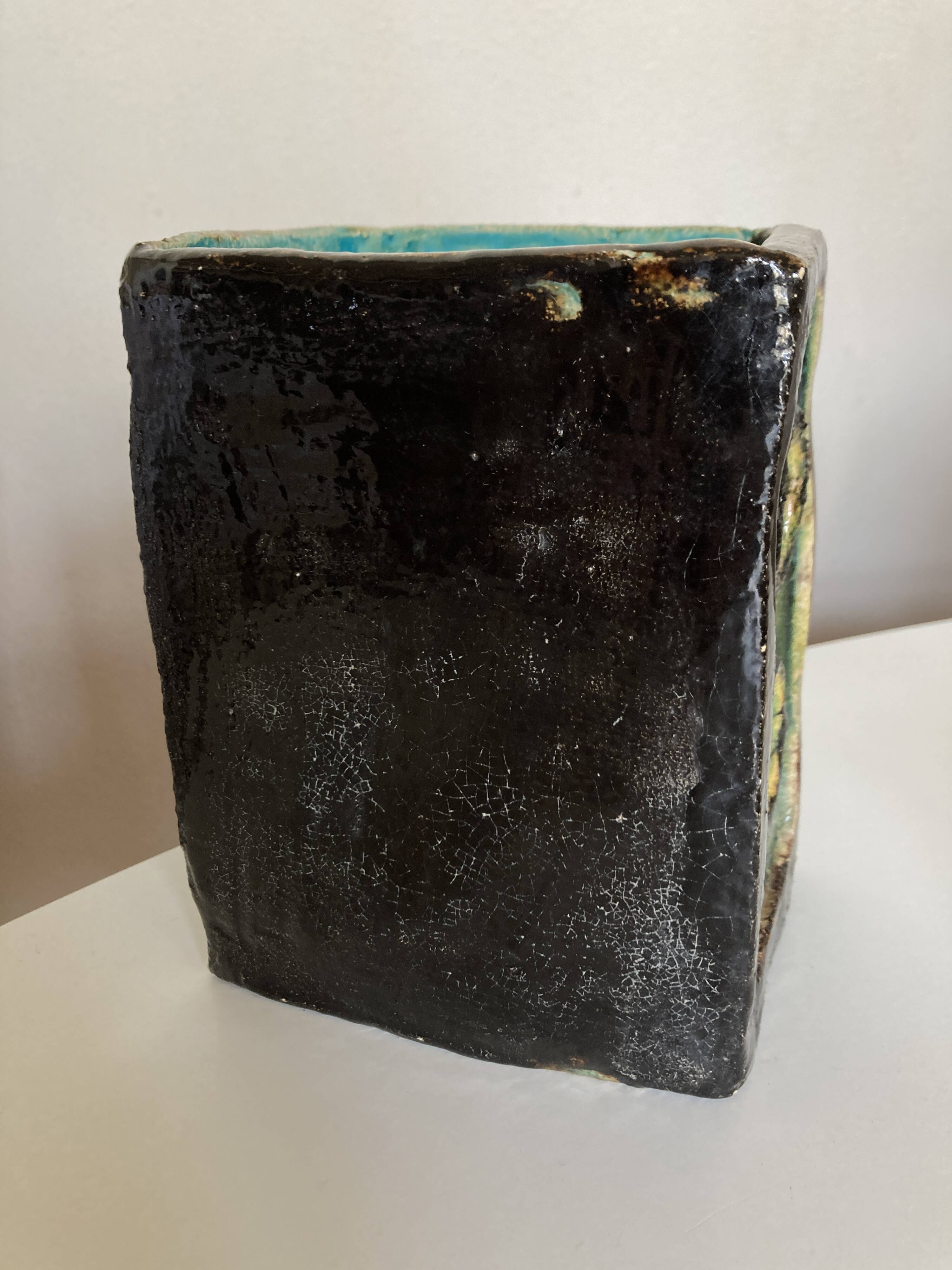 Mid century potter's vase in crystallized enameled earth