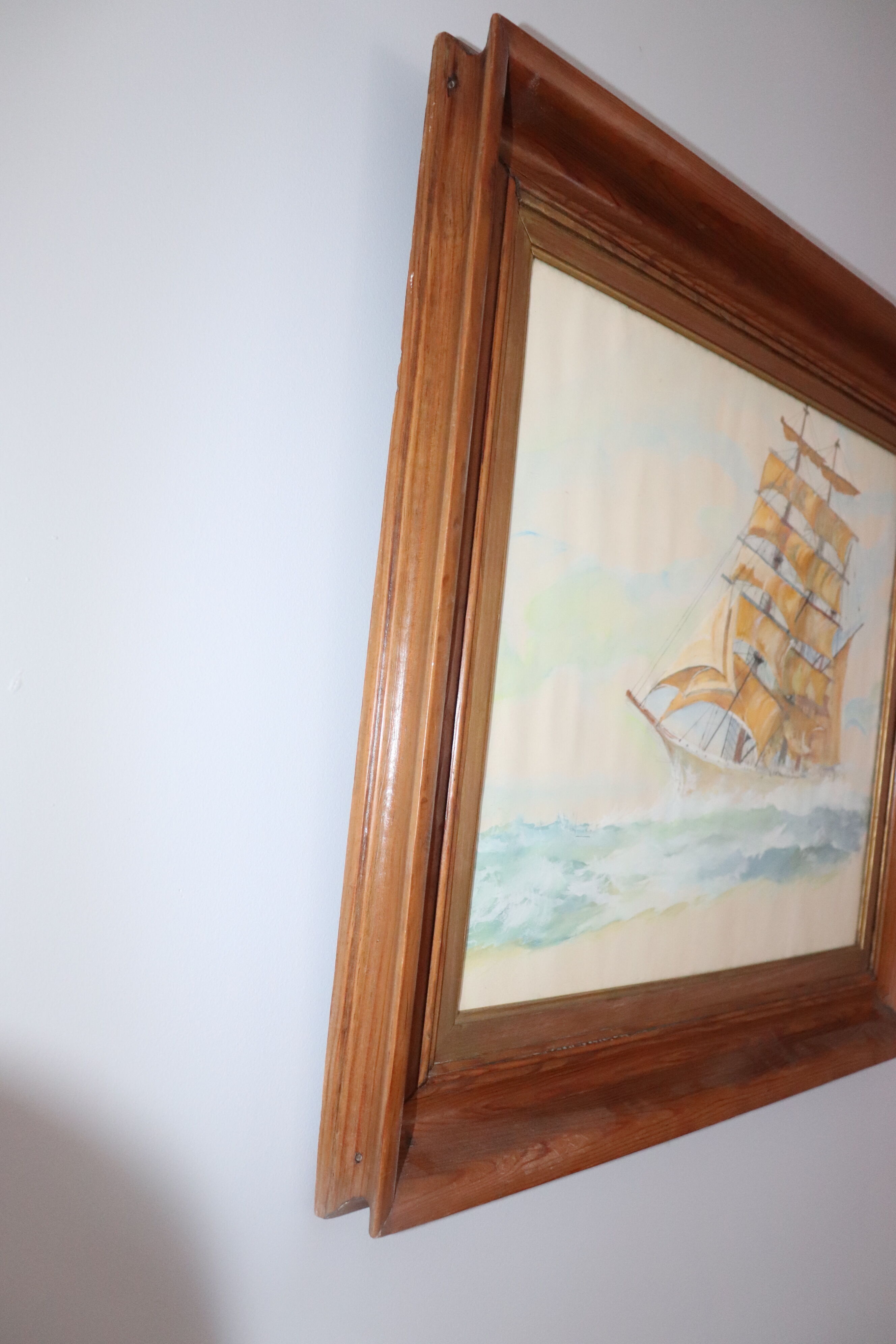 Tableau , aquarelle voilier dans tempete ,marine , mer