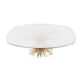 Mid century Coco Chanel gilt oval glass and brass table sheaf of wheat