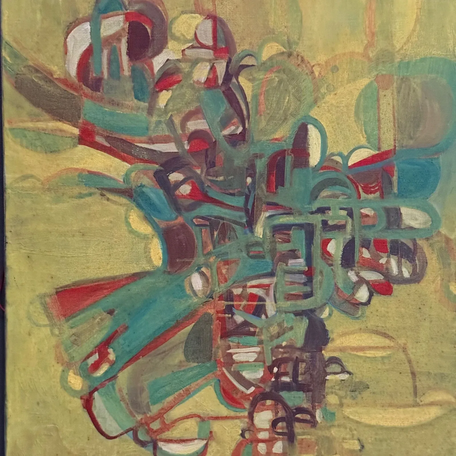 Oil on canvas modern composition by François de Chabot 1960-70