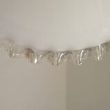 Vintage French White Opaline Glass Pendant Light Clear Glass Edge 5407