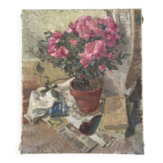 Old still life signed Georges Schirmann 1947