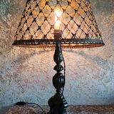 Lamp with flared brass lampshade