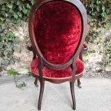 Louis XV armchair in mahogany and red velvet
