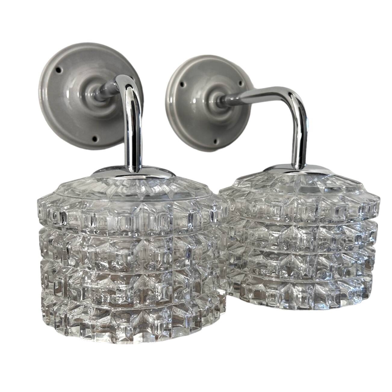 Pair of chrome wall lights