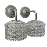 Pair of chrome wall lights