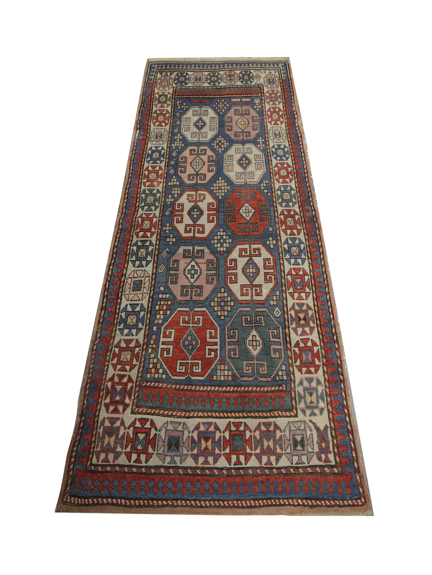 Antique Caucasian Kazak Rug From Azerbaijan 1900s- 117x240cm