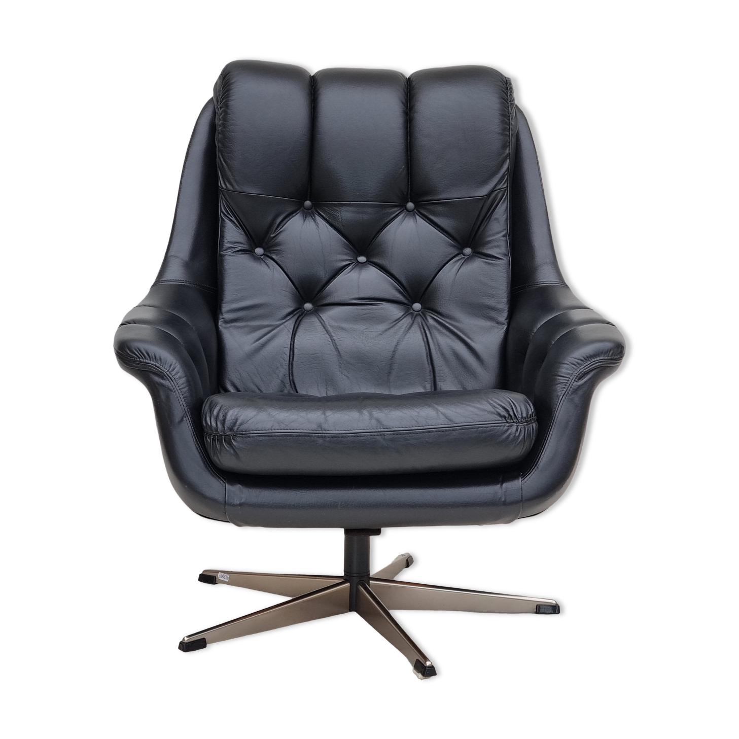 Fauteuil en cuir pivotant danois vintage