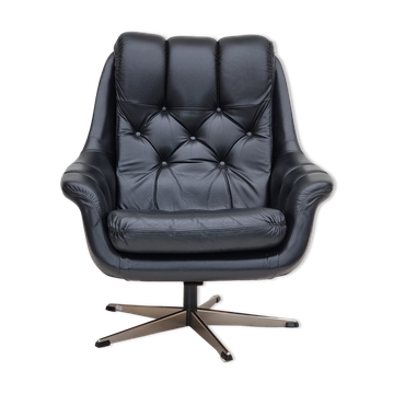 Fauteuil en cuir pivotant danois vintage