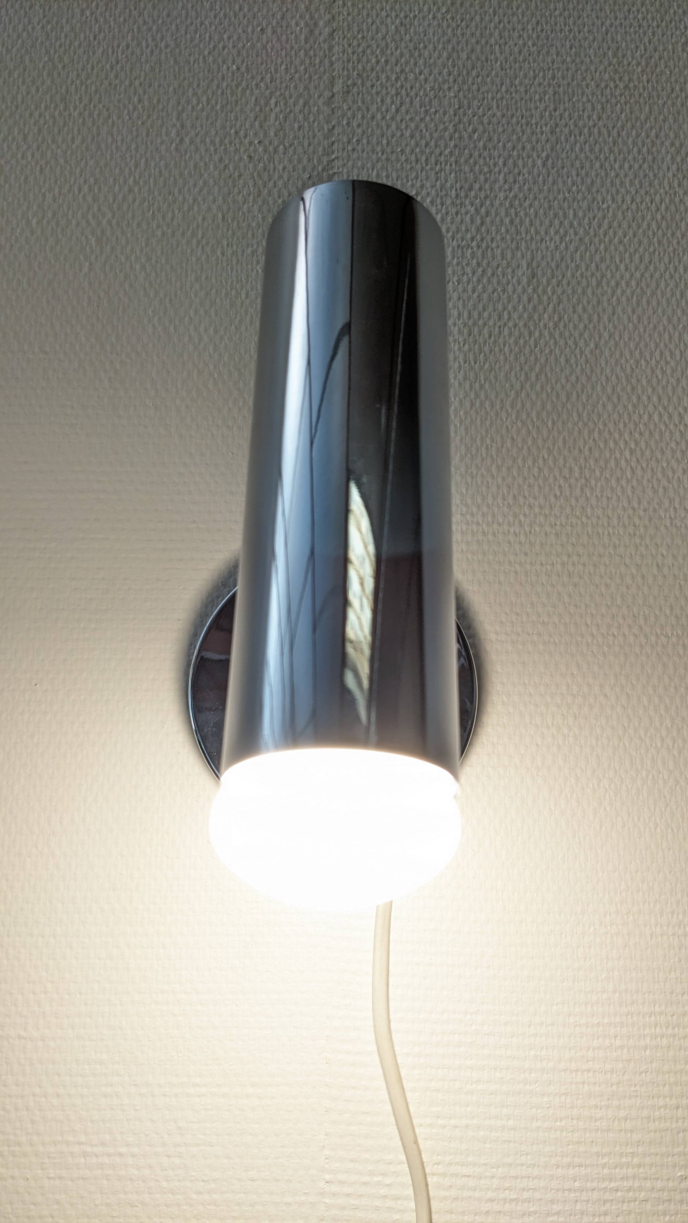 Modernist chrome metal wall light, France circa 1970.