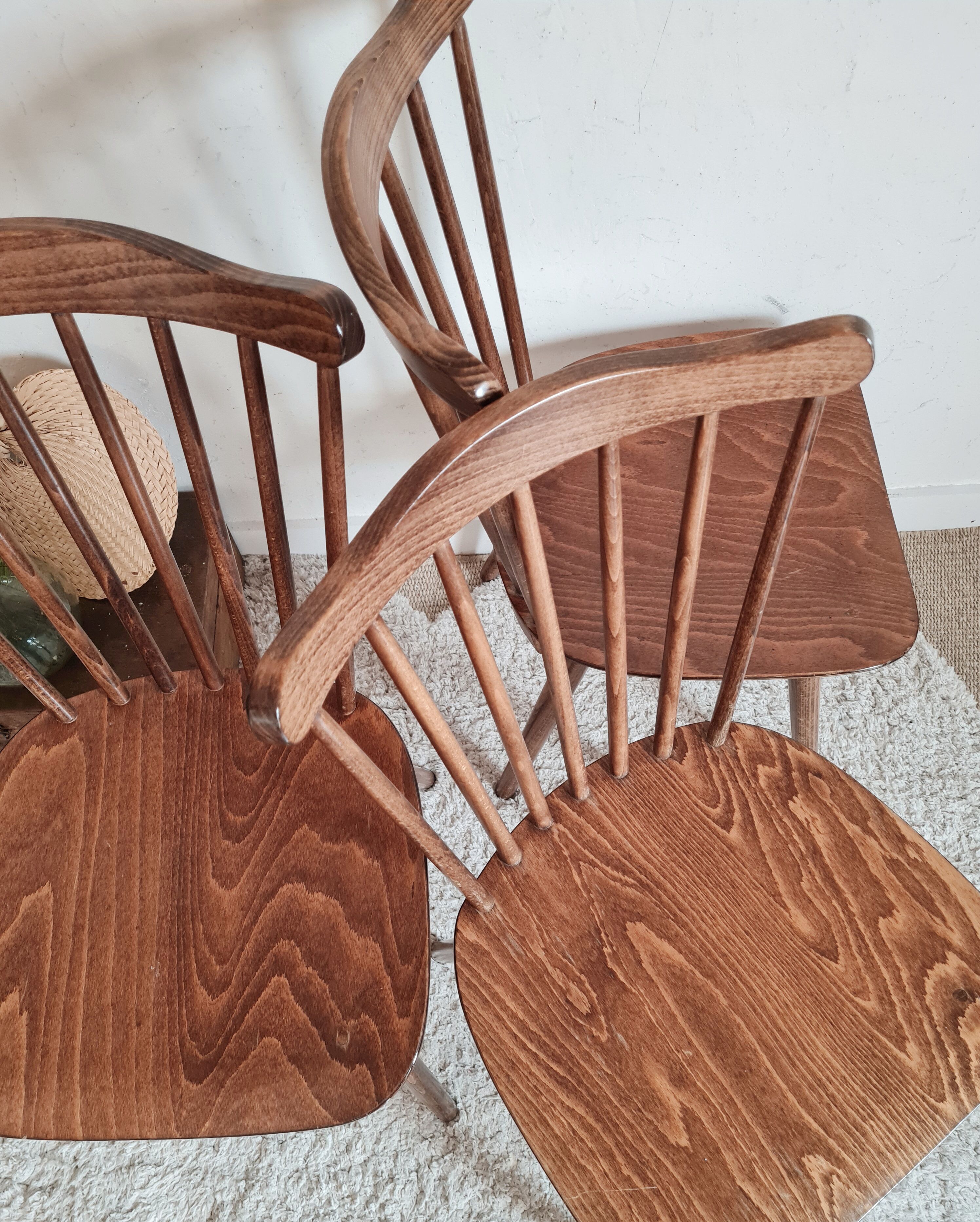 3 wooden trio bistro chairs No. 740 Baumann