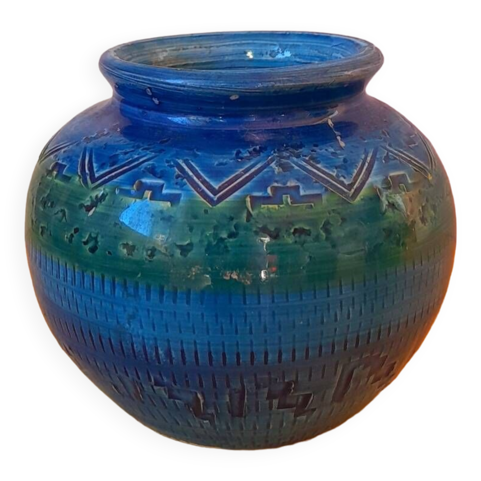 Remini blue vase Aldo Londi Bitossi 60s