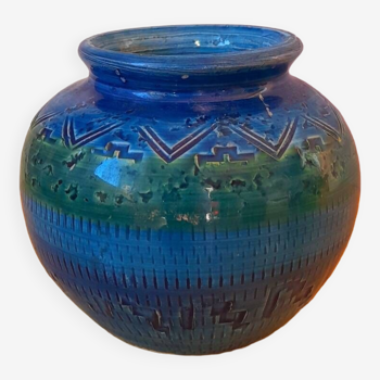 Vase Remini blu Aldo Londi Bitossi 60s