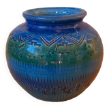 Remini blue vase Aldo Londi Bitossi 60s