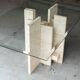 Glass & travertine dining table by Willy Ballez