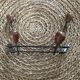 Old wrought iron coat rack. 4 hooks in chestnut wood