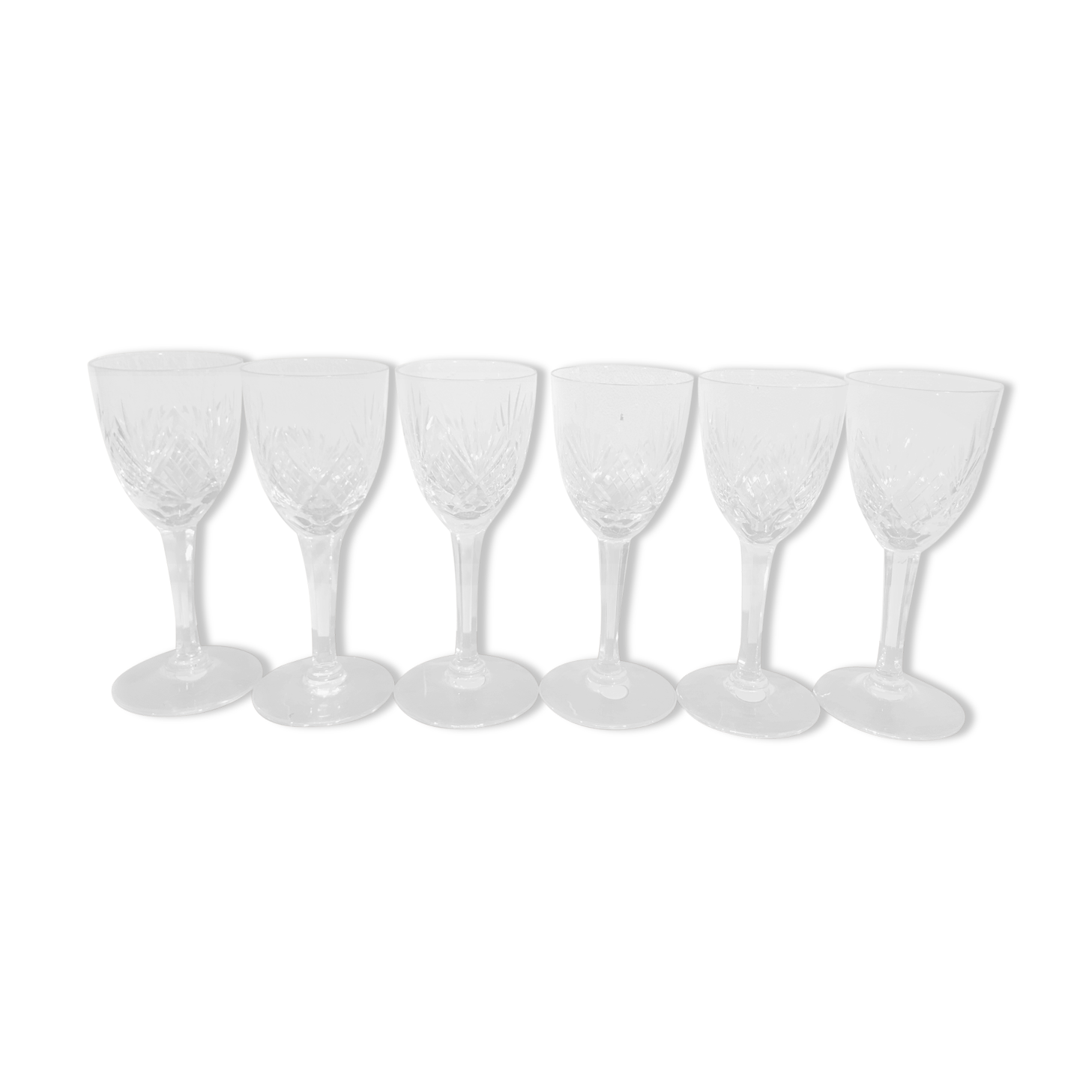 6 glasses of fine crystal white wine from Lorraine